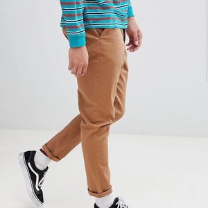 ASOS DESIGN Tapered Chinos in Camel